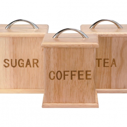 101 Traditional Wooden Storage Canisters-Chrome Handle