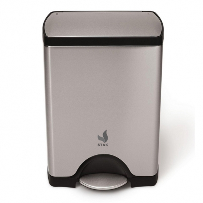 30L Rectangular Pedal Bin - Brushed Steel