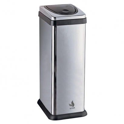 30 Litre Rectangular Press Top Kitchen Bin - Silver